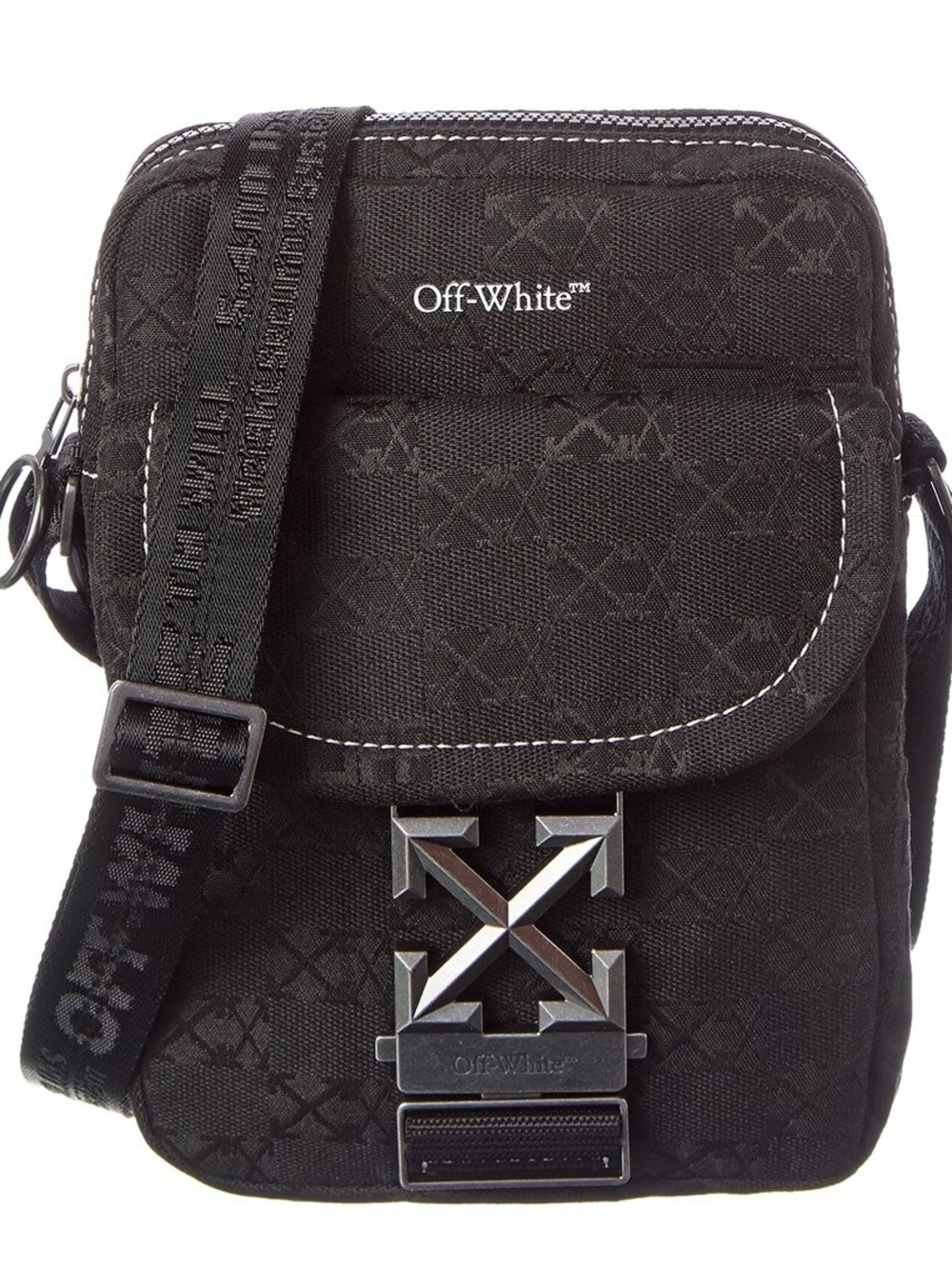 Off-White Black Logo Crossbody Belt Bag with Arrow Buckle